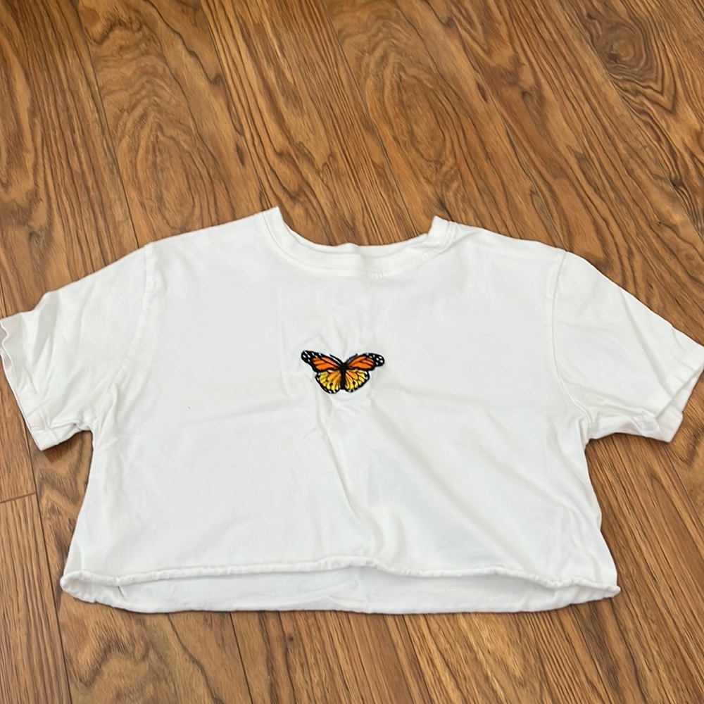 Brandy Melville Butterfly white crop top, never been worn, brand new